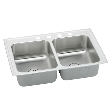 Elkay Lustertone Stainless Steel 29 X 18 X 6-1/2 Equal Double Bowl Top Mount Ada Sink With Perfect Drain LRADQ291865PD4